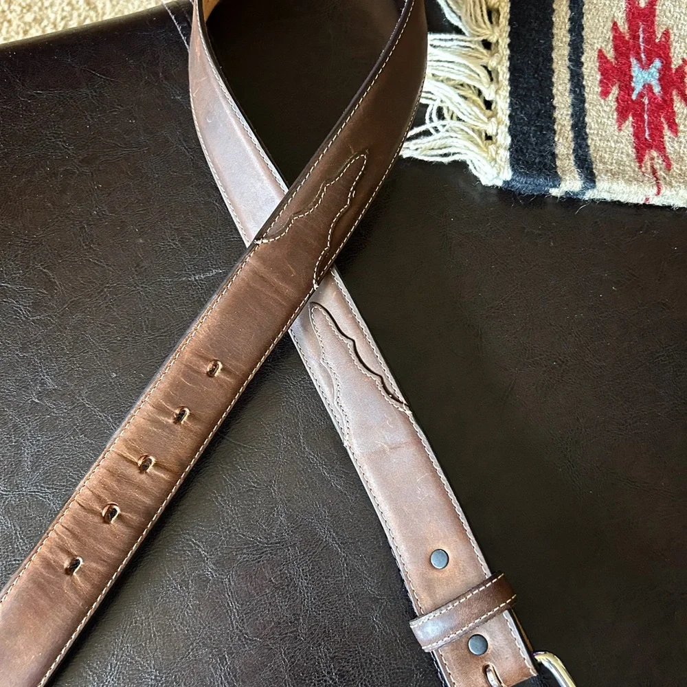 OVERLAND Silver Creek Classics Brown Leather Western Belt 34
